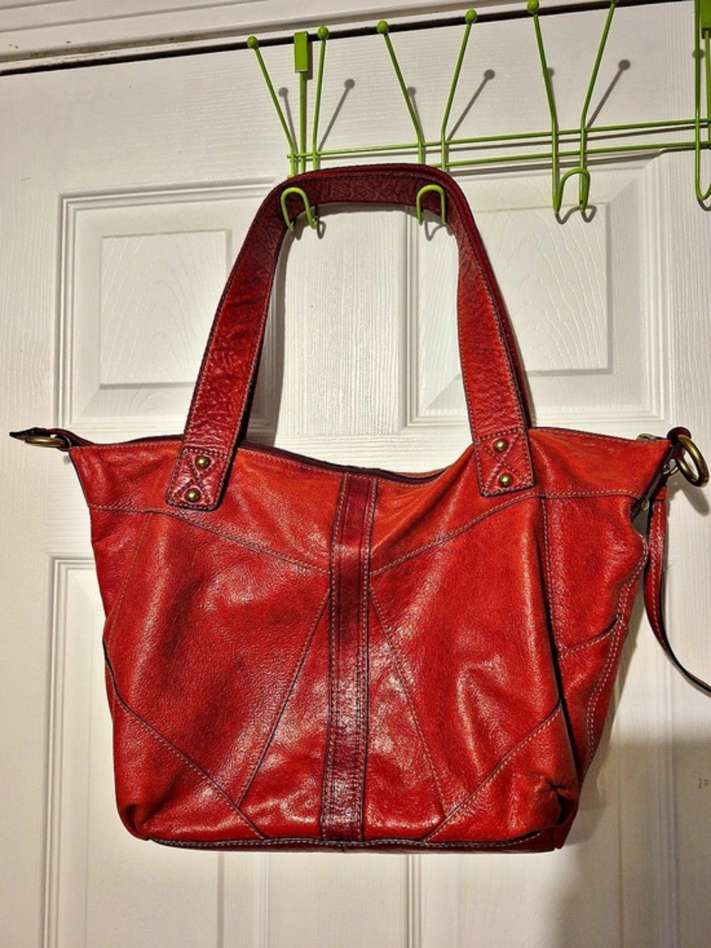 Fossil Pebbled Leather Tote in Red - Picture 6 of 16